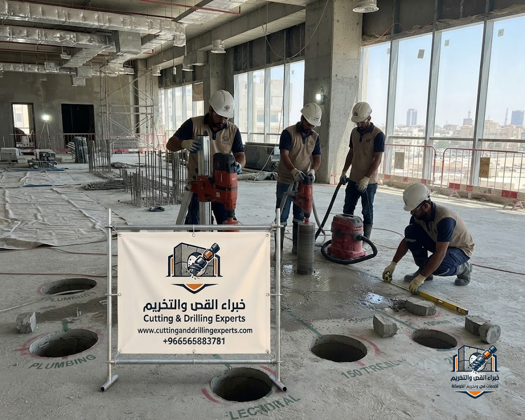 تنفيذ تخريم الخرسانة المسلحة بالكور الماسي في جدة بدقة عالية